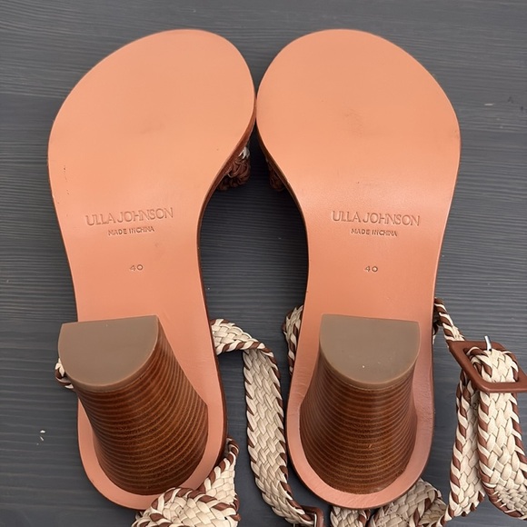 Ulla Johnson RARE Deia High Block Heel Sandal Woven Ankle Strap Natural EU40 - Picture 11 of 16